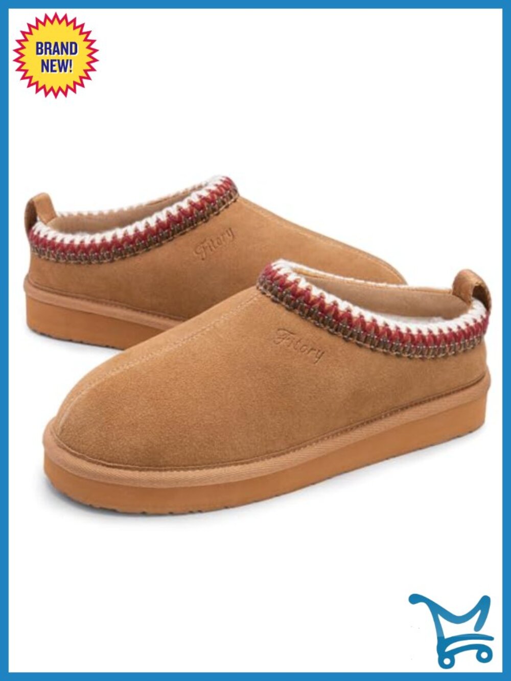 Genuine Suede Winter Slippers with Fur Fleece Lining